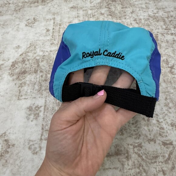 Royal Caddie Hat Cap Strap Back Blue Green Patch Lightweight Golf Mens One Size - Picture 3 of 6